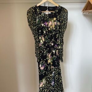For Love And Lemons Black Floral Long Sleeve Dress